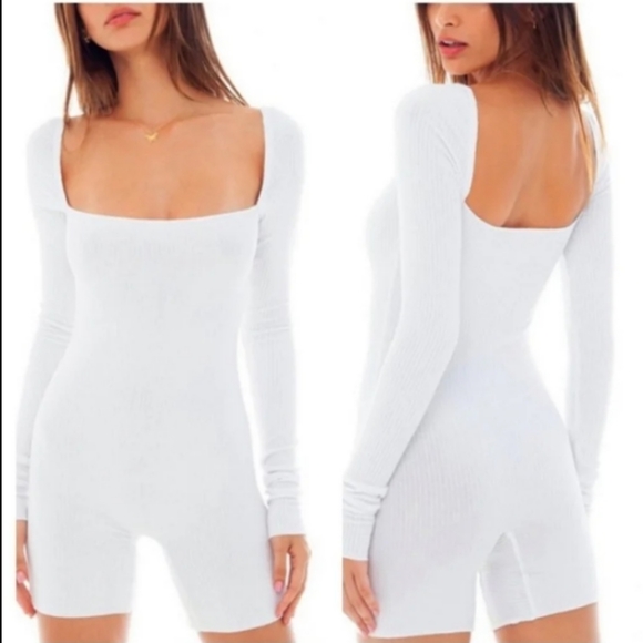ARE YOU AM I Pants - you am I white anke romper areyouami bodysuit